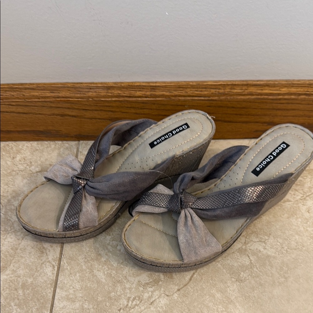 Gray Wedge Sandals
